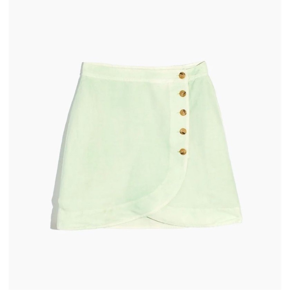 Madewell Women's Linen-Blend Tulip-Hem Mini skirt NWT Mint Botanical Size 4